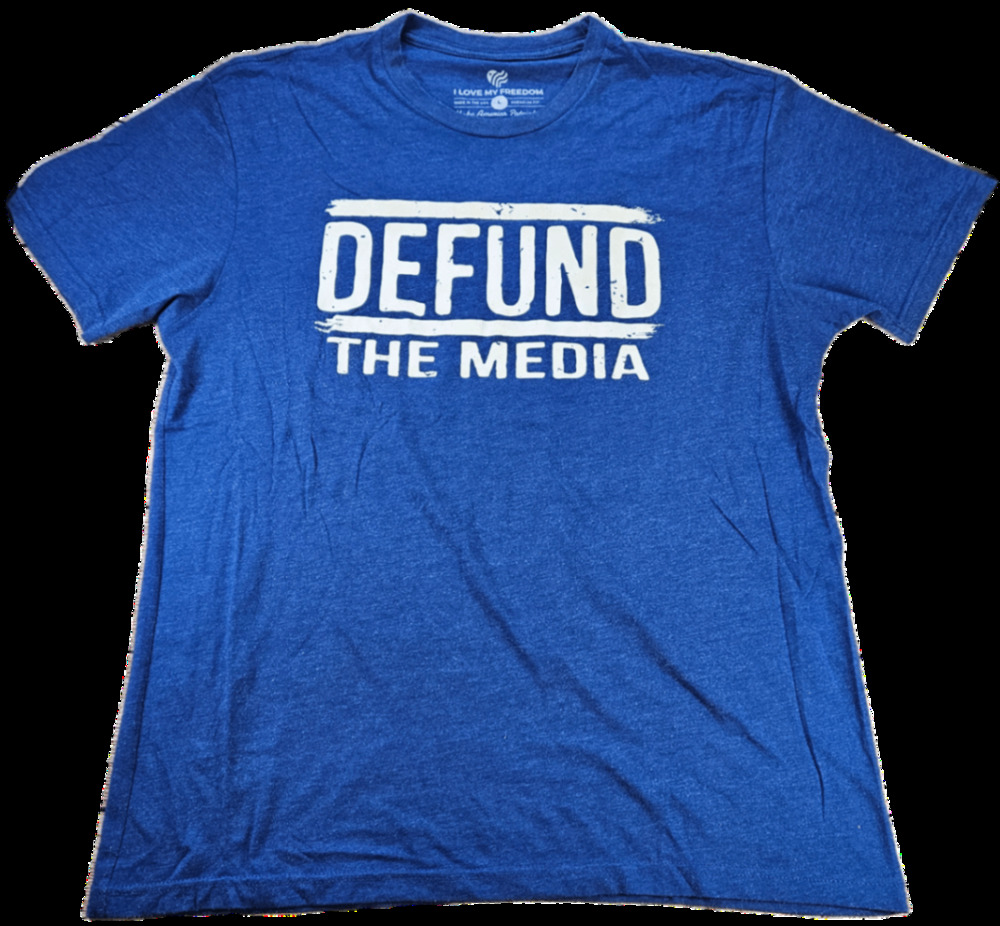 Defund The Media I Love My Freedom T-Shirt Men's Large Blue Cotton Blend